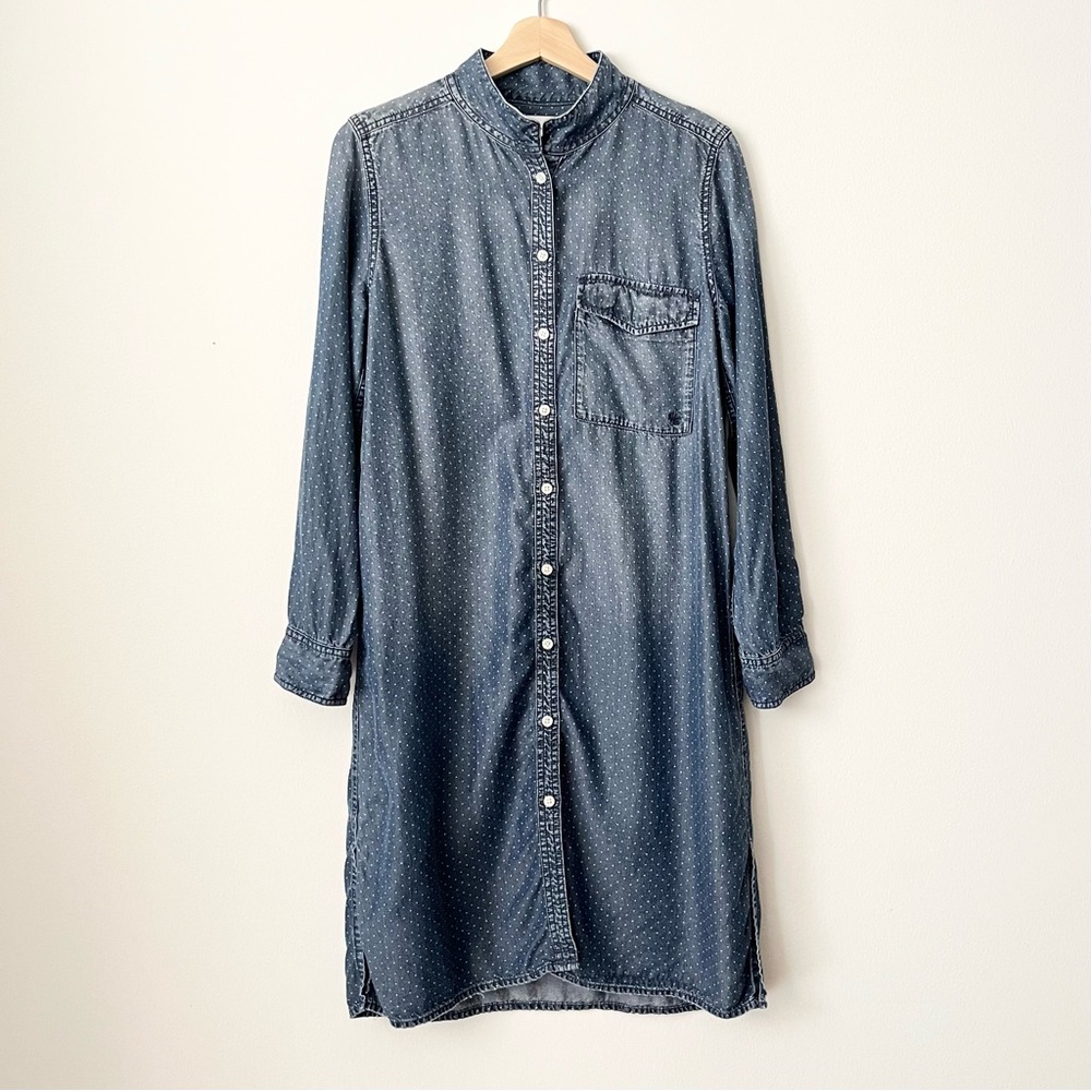 Current Elliott Cardinal Chambray Shirtdress Blue Size 3 (L) Polka Dots Denim